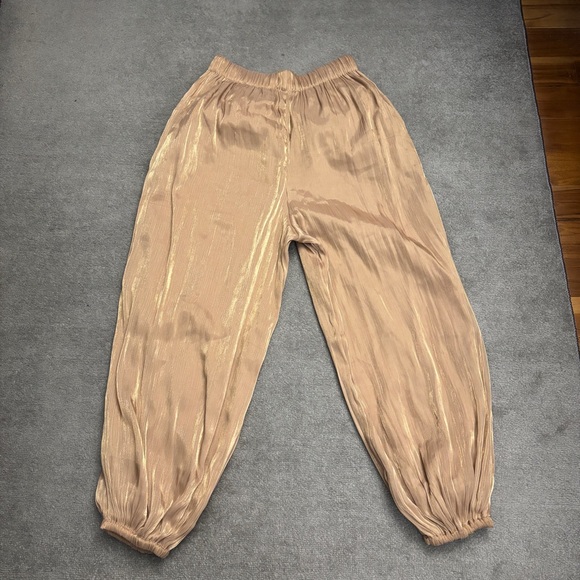 Anthropologie Maeve Shiny Hold Balloon Harem Pants Gold - Picture 4 of 10